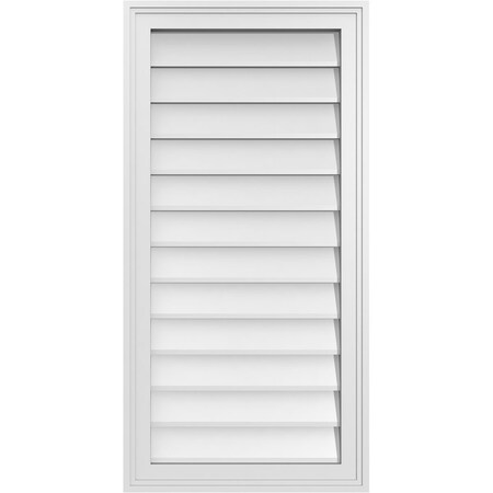 Ekena Millwork Vertical Surface Mount PVC Gable Vnt: Non-Functional, w/2"W x 1-1/2"H, Brickmould Frame, 18"W x 36"H GVPVE18X3602SN
